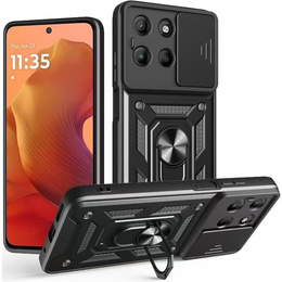 Husă blindată pentru Motorola Moto G15 / Motorola Moto G15 Power, CamShield Slide, negru