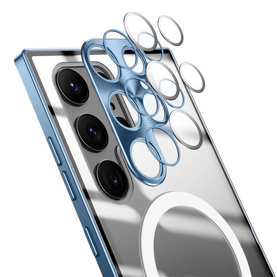 Carcasă de protecție pentru camera foto pentru Samsung Galaxy S22 Ultra, CamShield MagSafe, transparent / albastru