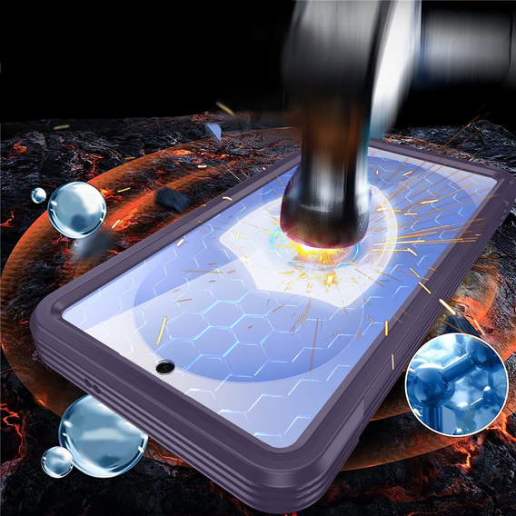 Husă rezistentă la șocuri cu sticlă, pentru MagSafe pentru Samsung Galaxy S26, violet