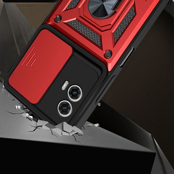 Husă blindată pentru Motorola Moto G73 5G, CamShield Slide, roșu