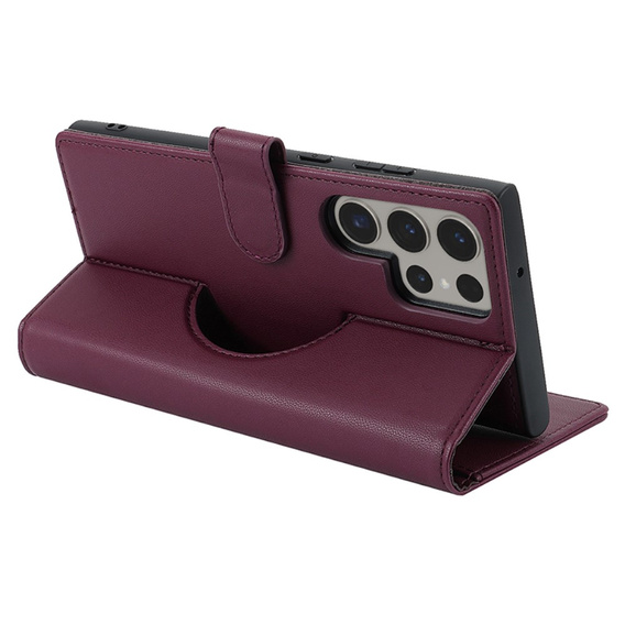 Husă cu clapetă pentru Samsung Galaxy S23 Ultra, portofel, pentru MagSafe, maroon