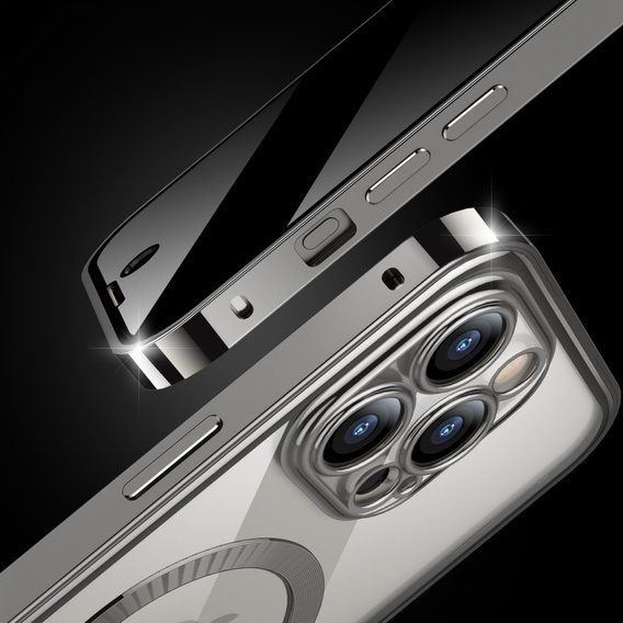Husă pentru iPhone 15 Pro, Privacy Dual Glass, pentru MagSafe, de argint