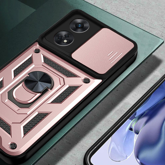Husă blindată pentru Oppo Reno8 T, CamShield Slide, roz