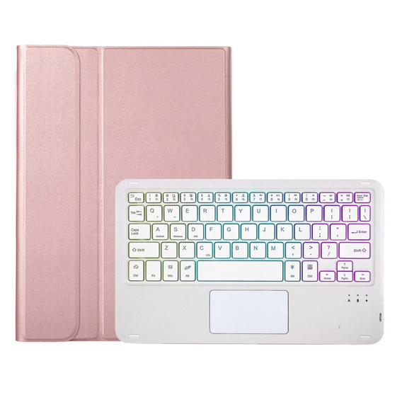 Husă cu tastatură bluetooth touchpad iluminată pentru iPad 10.9" 2022 (10 gen.), roz