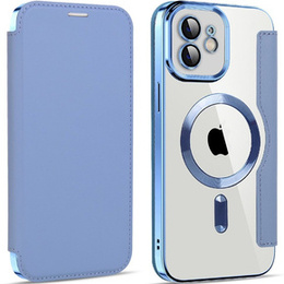 Cu clapetă pentru iPhone 12, RFID Wallet MagSafe CamShield, albastru
