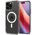 Carcasă MagSafe Spigen pentru iPhone 16 Pro Max, Ultra Hybrid, transparent / alb + 9H Tempered Glass