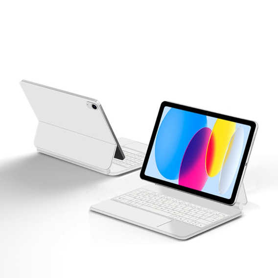 Husă de tastatură pentru iPad 10.9" 2022 (10 gen.) / iPad 11" 2025 A16 (11 gen.), Magnetic Keyboard Touchpad, alb