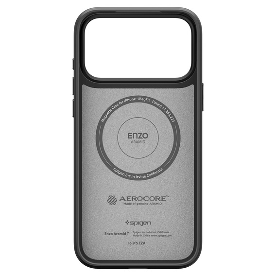 Carcasă Spigen Enzo Aramid MagSafe pentru iPhone 17 Pro Max, negru carbon