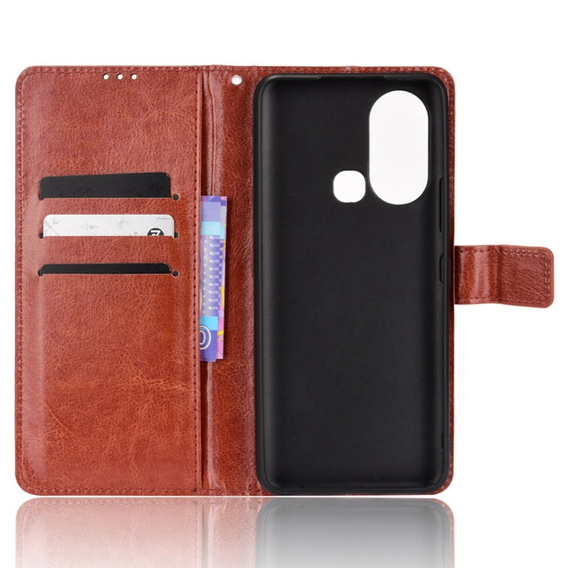 Cu clapetă pentru Infinix Hot 11s, Crazy Horse Wallet, maro