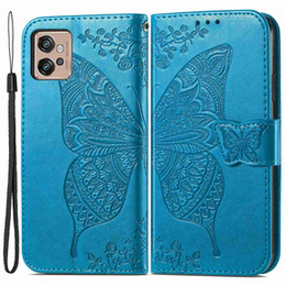 Cu clapetă pentru Motorola Moto G32, Butterfly, albastru