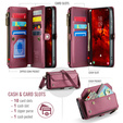 Husă CASEME pentru Samsung Galaxy S25 FE, RFID Leather Wallet, cu curea de umăr, roșu