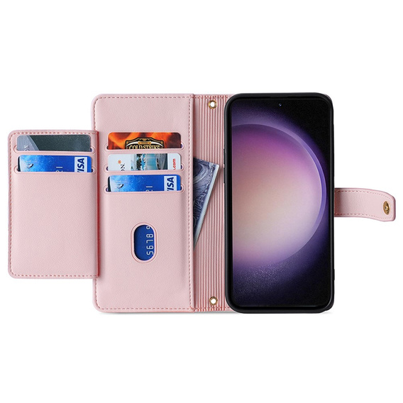 Cu clapetă pentru Samsung Galaxy A54 5G, Wallet Zipper Pocket, roz