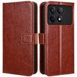 Cu clapetă pentru Xiaomi Poco F6 Pro, Crazy Horse Wallet, maro