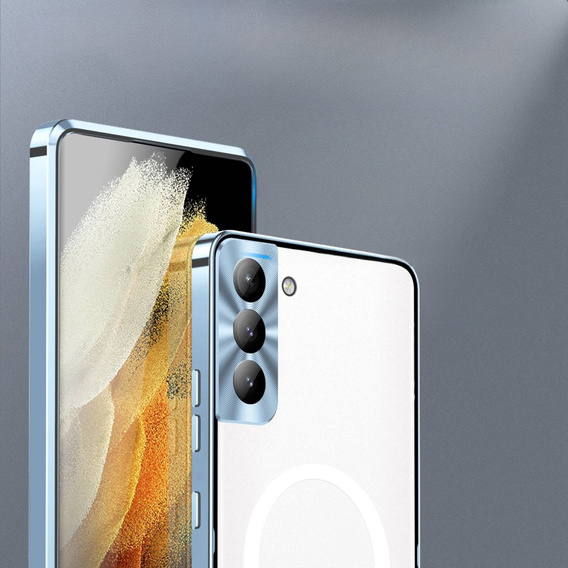 Carcasă de protecție pentru camera foto pentru Samsung Galaxy S21 FE 5G, CamShield MagSafe, transparent / albastru