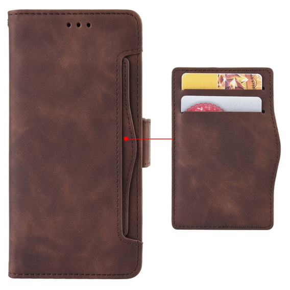 Cu clapetă pentru Xiaomi Redmi Note 13 Pro+, Card Slot, maro