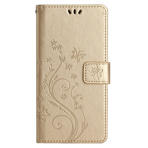 Cu clapetă pentru Samsung Galaxy S23 FE, Butterfly, de aur
