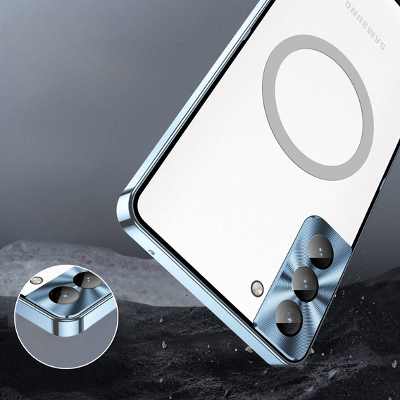 Carcasă de protecție pentru camera foto pentru Samsung Galaxy S21 FE 5G, CamShield MagSafe, transparent / albastru