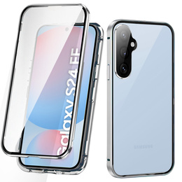 Husa pentru Samsung Galaxy S24 FE, Magnetic Dual Glass, de argint