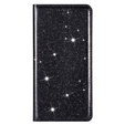 Carcasa flip pentru iPhone 16E, Card Slot Glittery, negru