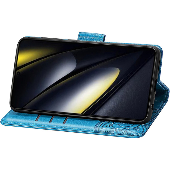 Cu clapetă pentru Xiaomi Poco F6, Butterfly, albastru