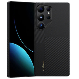 Carcasa BENKS Kevlar pentru Samsung Galaxy S25 Ultra, pentru MagSafe, Carbon Fiber, negru