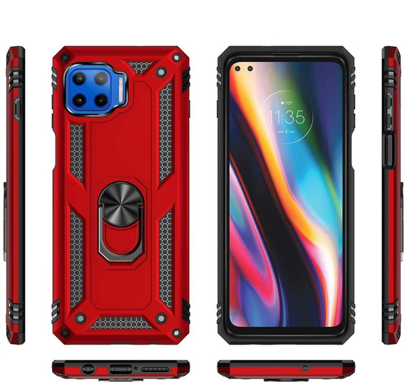 Husă blindată pentru Motorola Moto G 5G Plus, Nox Case Ring, roșu