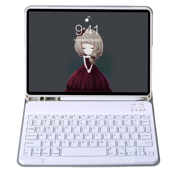 Carcasă cu tastatură bluetooth pentru iPad 11" 2025 A16 (11 gen.) / iPad 10.9" 2022 (10 gen.), gri