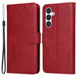 Cu clapetă pentru Samsung Galaxy A54 5G, Leather Wallet, roșu