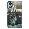Cu clapetă pentru Oppo A17, Wallet, Cat & Tiger