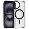 Husă pentru iPhone 16, pentru MagSafe, ERBORD Matt Case, transparent / negru + sticlă pentru ecran