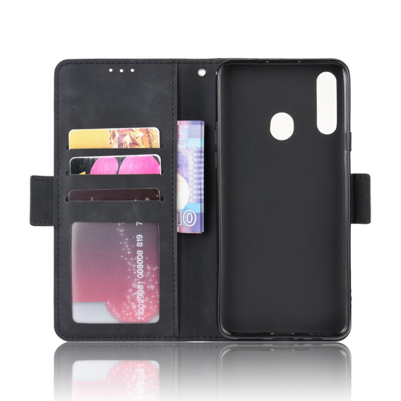 Cu clapetă pentru Samsung Galaxy A20s, Card Slot, negru