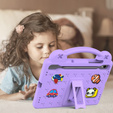 Husă pentru copii pentru Samsung Galaxy Tab S7/S8/S9, Cute Patterns, cu suport, violet