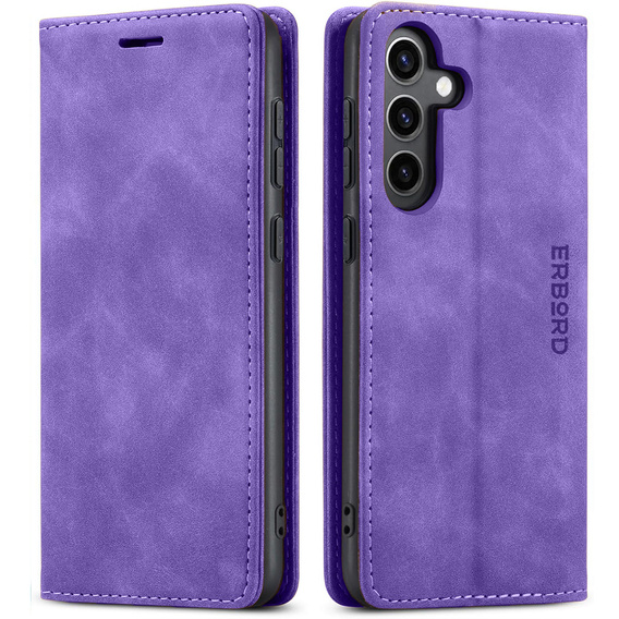 Husă pentru Samsung Galaxy A55, ERBORD Vintage, violet + Sticlă pentru ecran