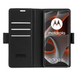 Husă pentru Motorola Edge 50 Pro, ERBORD Glossy Litchi, portofel cu clapetă, negru