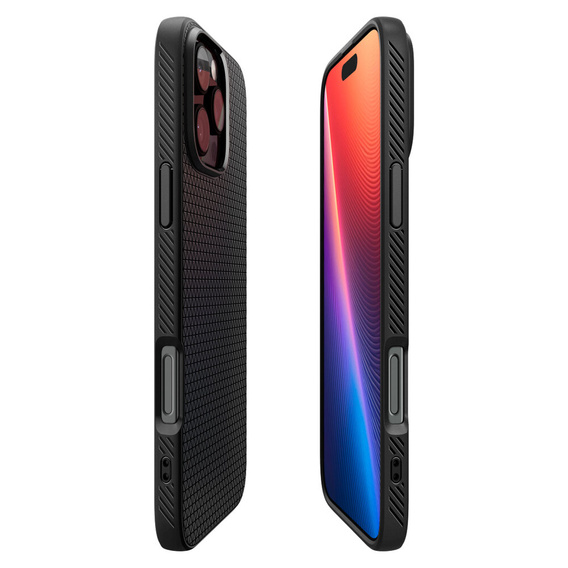 Carcasa Spigen pentru iPhone 16 Pro Max, Liquid Air, negru + 9H Tempered Glass