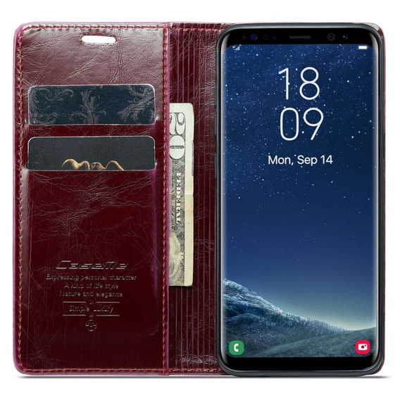 Carcasă flip CASEME pentru Samsung Galaxy S8, Waxy Textured, roșu