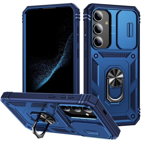 Husă blindată pentru Samsung Galaxy S24+ Plus, CamShield Slide, albastru