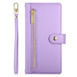 Cu clapetă pentru Oppo Reno 13F 5G, Wallet Zipper Pocket, violet