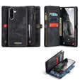 Husă CASEME pentru Samsung Galaxy A56 5G, Retro Leather Wallet, cu curea de umăr, negru