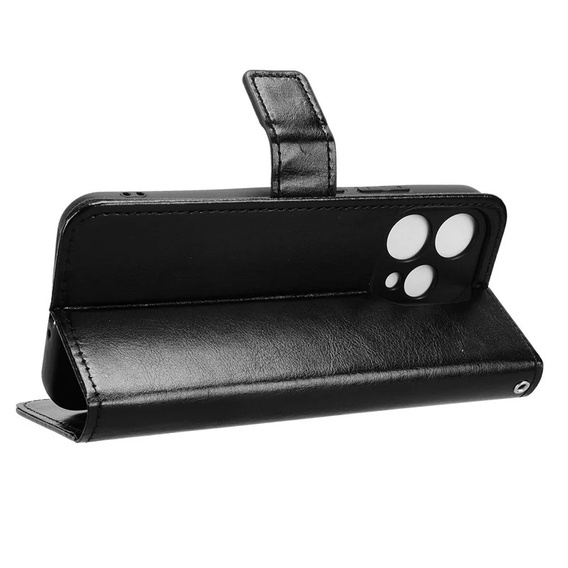 Husă tip portofel Crazy Horse pentru Oppo Reno 15, negru