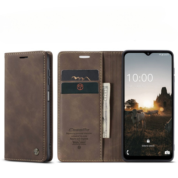 Husa CASEME pentru Samsung Galaxy M33 5G, Leather Wallet Case, maro