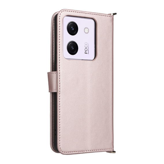 Carcasă cu clapetă pentru Xiaomi Poco M7 Pro 5G, Crossbody Leather Wallet, roz