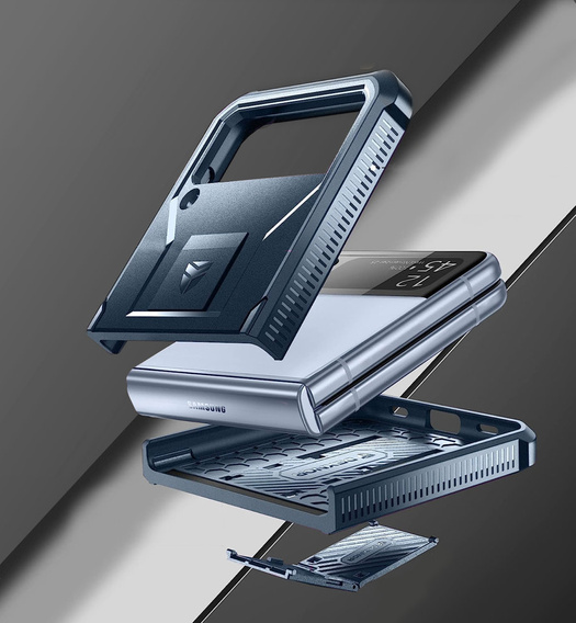 Husă blindată pentru Samsung Galaxy Z Flip 4 5G, Dexnor Clip Holder, albastru marin