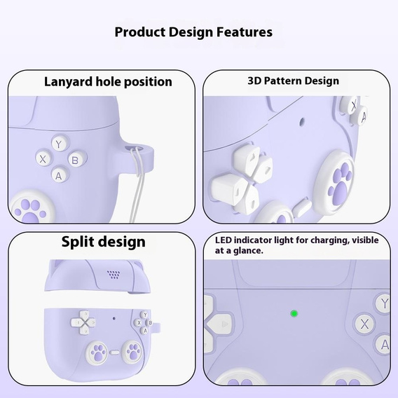 Husă din silicon cu motiv de labă de pisică cu inel pentru Apple AirPods Pro 3
