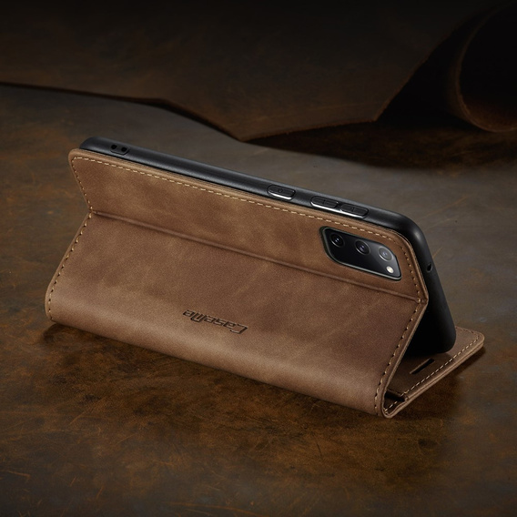 Husa CASEME pentru Samsung Galaxy S20 FE, Leather Wallet Case, maro