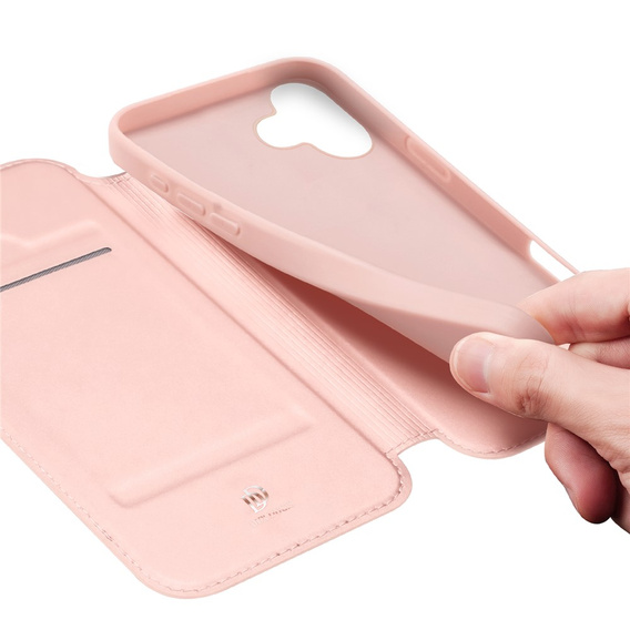Husă Dux Ducis pentru iPhone 17, Skin Pro, cu clapetă, cu slot pentru carduri, roz