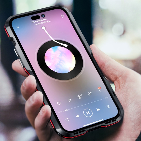 Husa LUPHIE pentru iPhone 14, Armor Bumper, negru / roșu