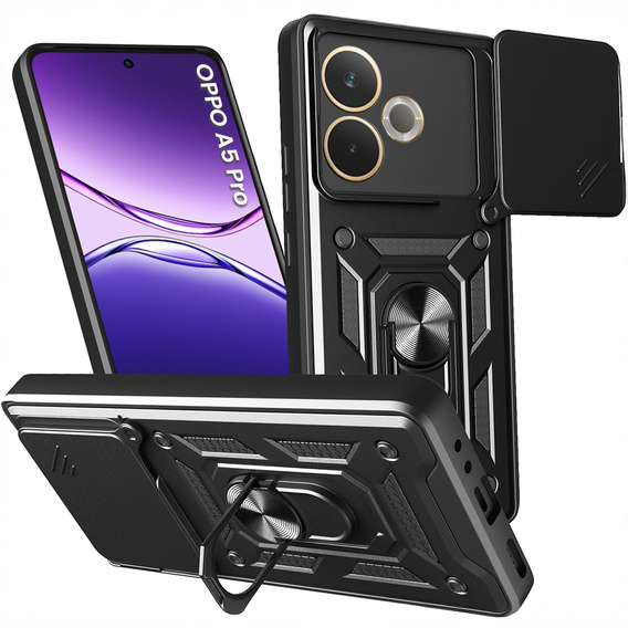 Husă blindată pentru Oppo A5 Pro 5G, CamShield Slide, negru