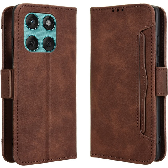 Cu clapetă pentru Motorola Edge 60 / 60 Fusion, Card Slot, maro
