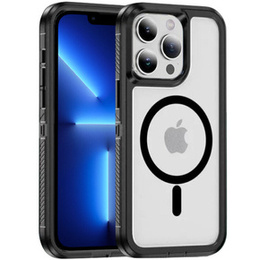 Carcasă cu ramă pentru iPhone 13 Pro Max, pentru MagSafe, transparent / negru